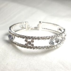 Napier Silver Rhinestone Bangle Bracelet